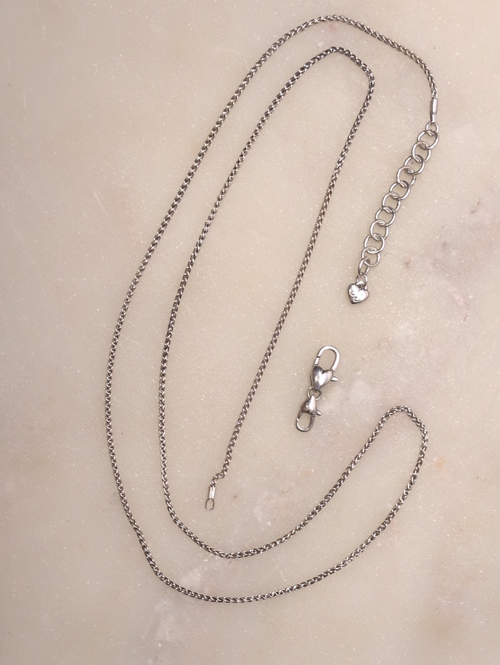 Brighton RARE! Silver Long Charm And Pendant Wheat Chain Necklace 33" - 35"